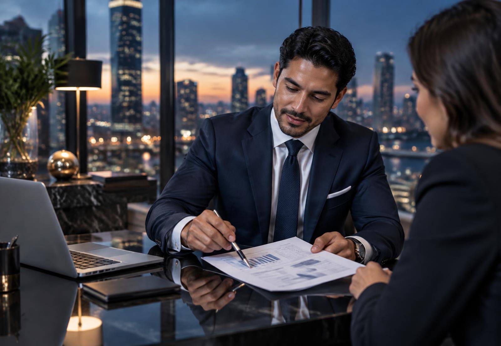 Proserv Soluctions consultant reviewing a financial plan with a client