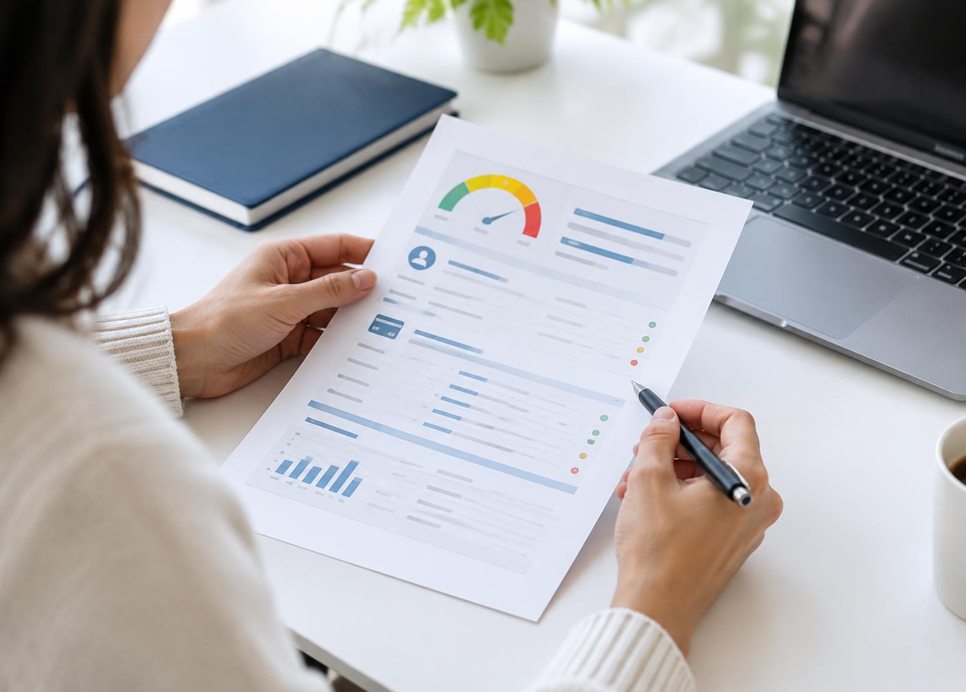 Person reviewing a personal credit report